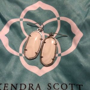 Kendra Scott White Pearl and Silver Elle Earrings
